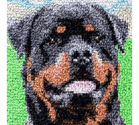 Square Latch Hook Kits Rug DIY Rottweiler Cushion Tapestry Making Crochet Hook Rug Making Kits Color Preprinted Pattern Canvas Cushion DIY Arylic Yarn Hooking Kits Rug Hooking 40x40CM