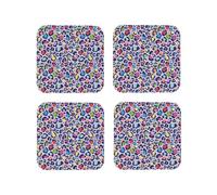 Square Leather Coasters Set of 4 - Lightweight Rainbow Leopard spot Print Drink Coasters for Desk, Anti-Scalding Desk Cup Coasters for Office Table Decor