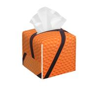 Square Leather Tissue Box Cover, Basketball Texture Tissue Holder Square Tissue Cube Box Organizer for Home Office Car Hotel Restaurant 5.2"x5.2"x5.2"