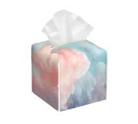 Square Leather Tissue Box Cover, Dreamy Gradient Faded Pastel Cloud Tissue Holder Square Tissue Cube Box Organizer for Home Office Car Hotel Restaurant 5.2"x5.2"x5.2"