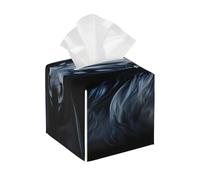 Square Leather Tissue Box Cover Holder Waterproof Animal Horse Black Retro Facial Paper Organizer with Bottom Belt Cube Tissue Case for Tabletop Bathroom Office Desk Car Decorative