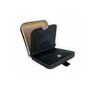 Square Leather Tray Purse Metal Rim Coin Wallet with Small Note Section. (Black)