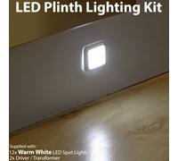 Square LED Plinth Light Kit 12 WARM WHITE Spotlight Kitchen Bathroom Floor Panel Loops White One Size