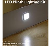 Square LED Plinth Light Kit 2 NATURAL WHITE Spotlights Kitchen Bathroom Panel