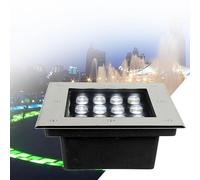 Square LED Recessed Outdoor Spotlight, Underground Lighting IP67 Waterproof DC12V Low Voltage LED Spotlight, for Terrace for Gardens, Terraces, Pool Paths, Architectural Lighting(Green,18W(12v))