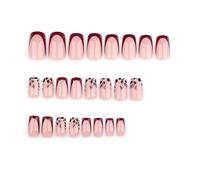 Square Leopards Fake Stick on in 12 Sizes, 24 Pcs French Tips for DIYS Decorations Acrylic Glues on for Women Clear