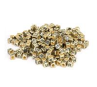 Square Letter Beads, Letter Beads Square 500PCS Acrylic Beads Square DIY Hand Made Beaded Accessories Cube Acrylic Alphabet Letter Beads English Alphabet 6mm (Gold)