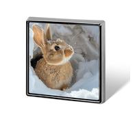 Square Light Brown Rabbit Brooch Classic Mini Pin 0.7 Inch Aluminum Alloy Lapel Pin Personalized Button Badge for Backpack Hat Suit Jacket Clothing Decoration