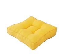 Square Linen Floor Pillow for AdultsThick Padded Meditation Cushion for Living Room Bedroom & YogaSoft Yellow 45cm Floor Cushion