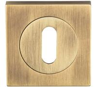 Square Lock Profile Escutcheon 51 x 51mm Concealed Fix Antique Brass