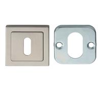 Square Lock Profile Escutcheon Concealed Fix 52 x 52mm Bright Satin Steel