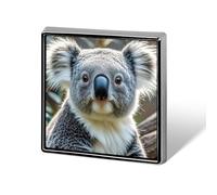 Square Lovely Koala Lapel Pin Metal Brooch Personalized Novelty Pin Cute Button Badge Safety Pin Fashion Jewelry Accessories Gift for Clothes Hat Backpack Bag