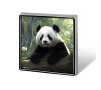 Square Lovely Panda Brooch Classic Mini Pin 0.7 Inch Aluminum Alloy Lapel Pin Personalized Button Badge for Backpack Hat Suit Jacket Clothing Decoration