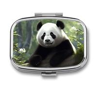 Square Lovely Panda Pill Organizer Pill Box 3 Compartment Portable Travel Medicine Case Daily Mini Compact Medicine Container Storage Vitamin Supplement Dispenser