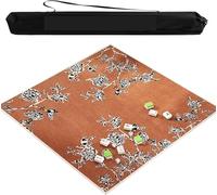 Square Mahjong Mat，Table Cover for Mahjong， Mahjong Mat With Anti Slip Backing, Chinese Style Printing Gaming Table Cover For Poke Dominoes Card Board Games(Orange,51.18x51.18 in)