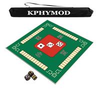 Square Mahjong Mat，Table Cover for Mahjong， Mahjong Mat with Direction and Rules, Anti Slip And Noise Reducing Table Cover Board Card Game Mat with Carrying Bag and 3 Dice(Green,43.31x43.31 in)