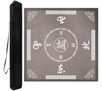 Square Mahjong Mat，Table Cover for Mahjong， Mahjong Mat With Rules, Anti-Slip Noise Reduction Table Cover With Carrying Bag For Mahjong Card Board Games(Gray-3,35.43x35.43in)