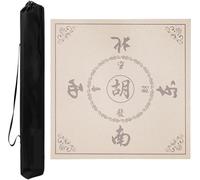 Square Mahjong Mat，Table Cover for Mahjong， Mahjong Mat With Rules, Anti-Slip Noise Reduction Table Cover With Carrying Bag For Mahjong Card Board Games(Beige,37.4x37.4in)