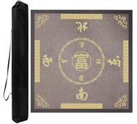 Square Mahjong Mat，Table Cover for Mahjong， Mahjong Mat With Rules, Anti-Slip Noise Reduction Table Cover With Carrying Bag For Mahjong Card Board Games(Gray-2,39.37x39.37in)