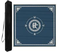 Square Mahjong Mat，Table Cover for Mahjong， Square Velvet Mahjong Table Mat Anti Slip And Noise Reduction Tablecloth Poker Dominoes Board Games Table Cover With Carrying Bag(Blue,35.43x35.43 in)