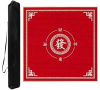 Square Mahjong Mat，Table Cover for Mahjong， Square Velvet Mahjong Table Mat Anti Slip And Noise Reduction Tablecloth Poker Dominoes Board Games Table Cover With Carrying Bag(Red,31.5x31.5 in)