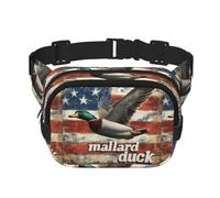 Square Mallard-Duck-America-Flag Double-Layer Sport Fanny Pack Waist Pack Large Crossbody Waist Bag for Running Travel Walking