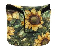 Square Mallet Putter Cover Magnetic Snap Golf Putter Headcover for Mallet Square PU Leather Aesthetic Sunflower Wasteland