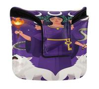 Square Mallet Putter Cover with Magnetic Closure | Putter Headcover for Men and Women PU Leather The Goddess Hecate The Moon Tarot Card Triple Moon Wheel