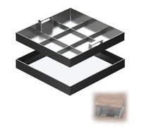 Square Manhole Cover 304 Stainless Steel, Recessed Septic Tank Lid with Base and Handle, Commercial Invisible Sump Pump Cover for Yard Driveway Pavement(80x80x5cm/32x32x2in)