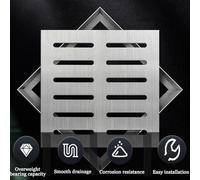 Square Manhole Cover for Outdoor Drainage Heavy-Duty Catch Basin Drain Cover Septic Tank Cover for Driveway Yard & Pavement - Silver 35x35x3cm