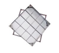 Square Manhole Cover with Frame Galvanized Steel Drain Plate Load Capacity 1.5T 80x80cm (31.4x31.4in) Heavy Duty for Drainage Pipe Access