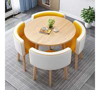 Square Marble Dining Table Set for 4 with Metal Legs Modern Conference Table & Chair Combo for Kitchen & Living Room 90cm / 35.4in