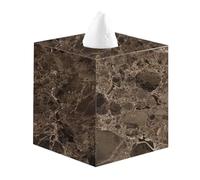 Square Marble Tissue Box Holder Large Vanity Box Square Facial Paper Holder For Vanity Countertops, Bathroom, Bedroom, Dinner Table, Office, Night Stands(Brown)