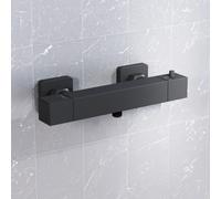 Square Matte Black Thermostatic Shower Bar Valve with Single Outlet Nes Home Black One Size