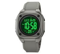 Square Men's Digital Watch Sports Military Watches Big Numbers Dial Large Face Waterproof LED Wrist Watches with Alarm Date Stopwatch (Grey)
