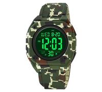 Square Men's Digital Watch Sports Military Watches Big Numbers Dial Large Face Waterproof LED Wrist Watches with Alarm Date Stopwatch (Army Camouflage)