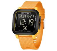 Square Men's Digital Watch Sports Military Watches for Men Multifunction Waterproof Wrist Watch Big Numbers Dial Large Face Outdoor Silicone Watch for Boy Student (Black Yellow)