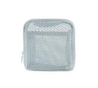 Square Mesh Cosmetic Bag Portable Lipstick Cosmetic Storage Bag with Zipper Multi-Purpose Sundries Storage Bag Cute Student Case(Grey)