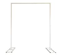 Square Metal Arch Backdrop Stand with Base 2m x 2m - Geometric Balloon Frame Photography Prop for Wedding, Baby Shower, Birthday Party, Event & Ceremony Decorations (White, 200cm - 6+2 Joints)