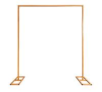 Square Metal Arch Backdrop Stand with Base 2m x 2m - Geometric Balloon Frame Photography Prop for Wedding, Baby Shower, Birthday Party, Event & Ceremony Decorations (Gold, 200cm - 6+2 Joints)