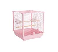 Square Metal Bird CageOpen Stackable CageSmall Pet Parrot Parakeet House FinchHome Wire Cage Parrot Cage(Pink)