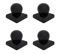 Square Metal Black Fence Gate Post Cap With Ball Flange 100mm x 100mm 4"
