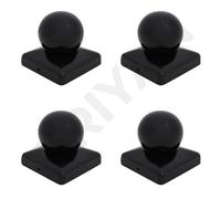 Square Metal Black Fence Gate Post Cap With Ball Flange 100mm x 100mm 4"