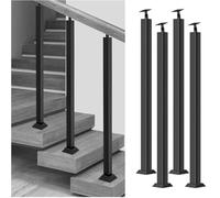 Square Metal Guardrail Bars Adjustable 270° Stair Baluster Post with Flat Bracket il for Porch & Villa Staircase 85cm/33.5in 4-Pack