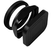 Square Metal Lens Hood Compatible with Fujifilm Fuji X100VI X100V X100T X100F X100S Camera, with Metal Cap and Adapter Ring (Black)