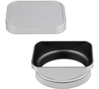 Square Metal Lens Hood for Fujifilm X100VI Haoge LH-X200S with 49mm UV Filter Adapter Ring & Metal Cap Camera Accessories Silver