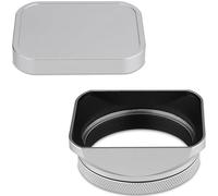 Square Metal Lens Hood for Fujifilm X100VI X100V Haoge LH-X200S with 49mm UV Filter Adapter Ring & Metal Cap Camera Accessories Silver