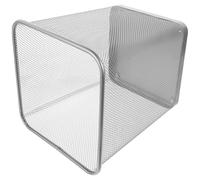 Square Metal Mesh Wastebasket Recycling Bin for Office Desk Side | Silver Iron Base, Wide Opening and Solid Rim, Scratch-proof Texture, for Bathroom Tissues and Paper Waste