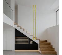 Square Metal Spindles for Indoor Staircase with Shoes, Side Mount Floor to Ceiling Iron Stair Baluster, Hallway Porch Steps Guardrail Railing Columns(Gold,H 190cm/6.2ft/75in)