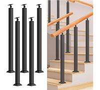 Square Metal Stair Baluster Posts with Adjustable Angle Brackets for All-Weather Vertical Railing Installation